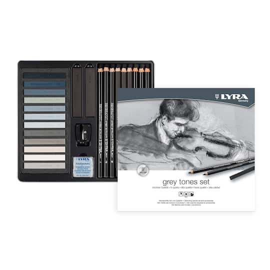 Lyra Gray Tones Artist Pencils & Pastels Sketching Tin Set